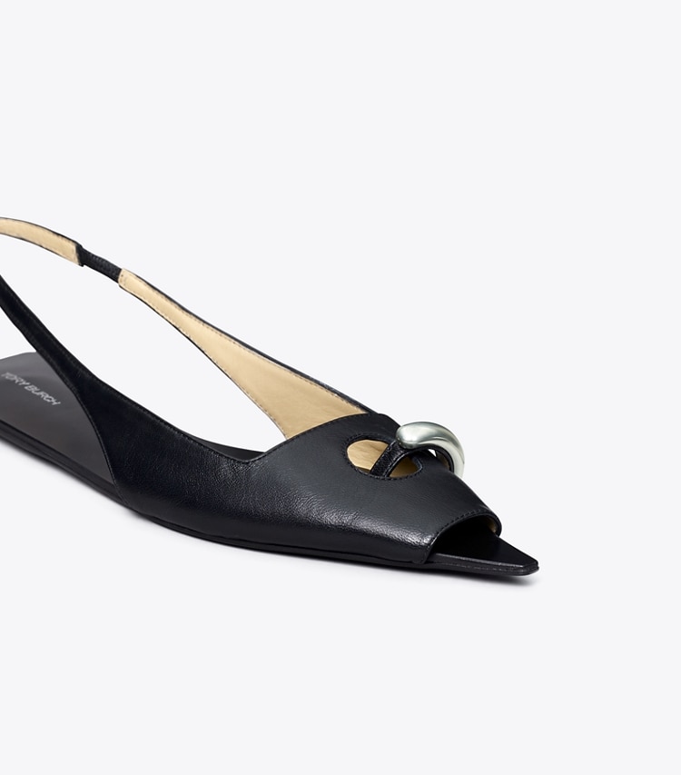 TORY BURCH PIERCED SLINGBACK - Perfect Black / Perfect Black / Silver