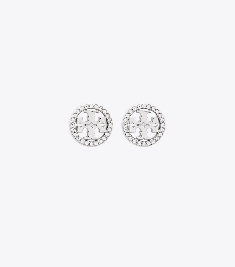 TORY BURCH MILLER PAVe STUD EARRING - Tory Silver/Crystal - Click Image to Close