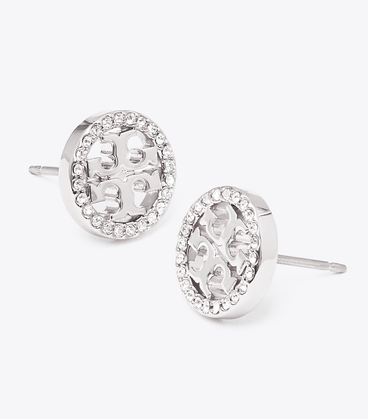 TORY BURCH MILLER PAVe STUD EARRING - Tory Silver/Crystal