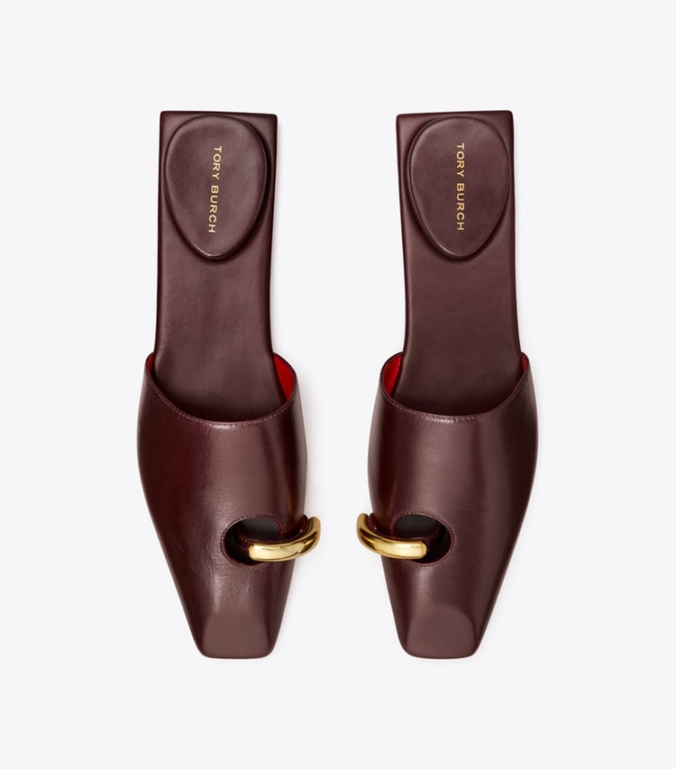 TORY BURCH PIERCED MULE - Plum / Gold