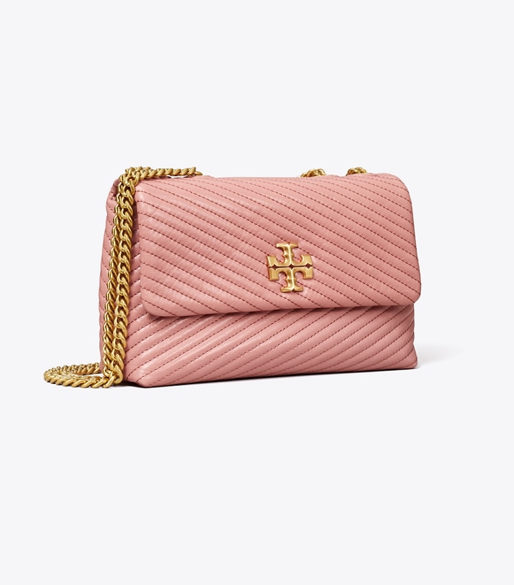 TORY BURCH SMALL KIRA MOTO QUILT CONVERTIBLE SHOULDER BAG - Pink Magnolia