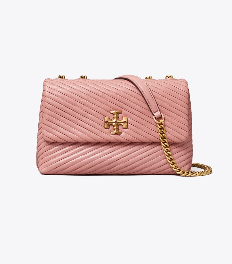 TORY BURCH SMALL KIRA MOTO QUILT CONVERTIBLE SHOULDER BAG - Pink Magnolia