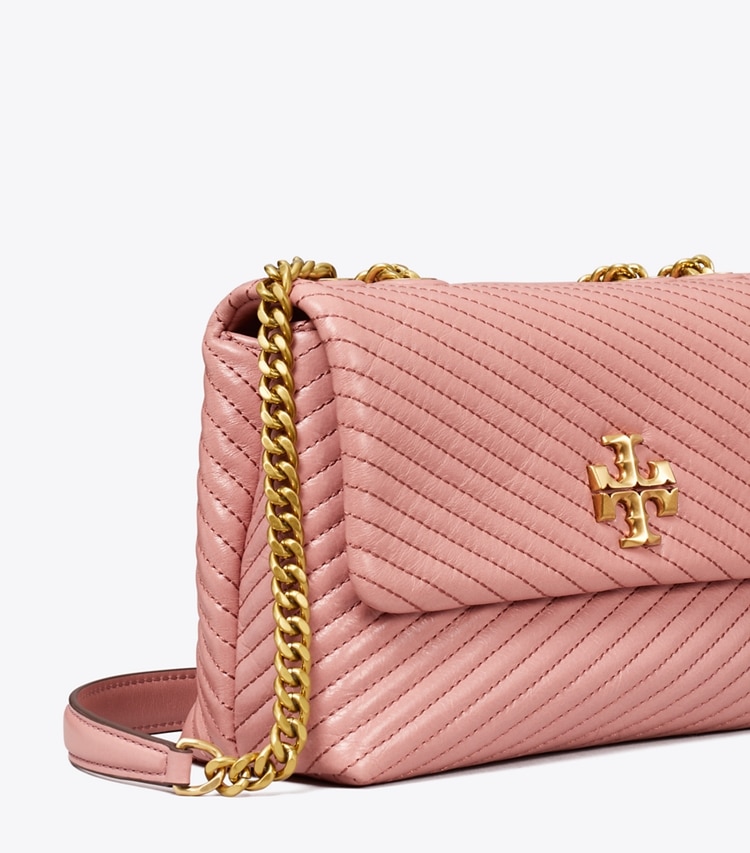 TORY BURCH SMALL KIRA MOTO QUILT CONVERTIBLE SHOULDER BAG - Pink Magnolia