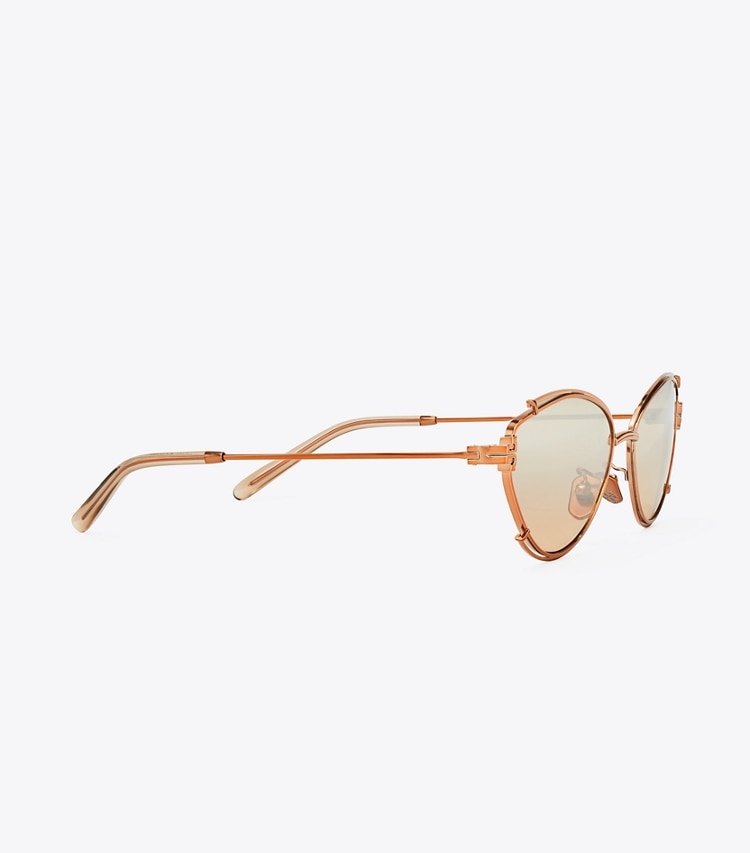 TORY BURCH ELEANOR OVAL SUNGLASSES - Copper/Brown Mirror Gradient Silver