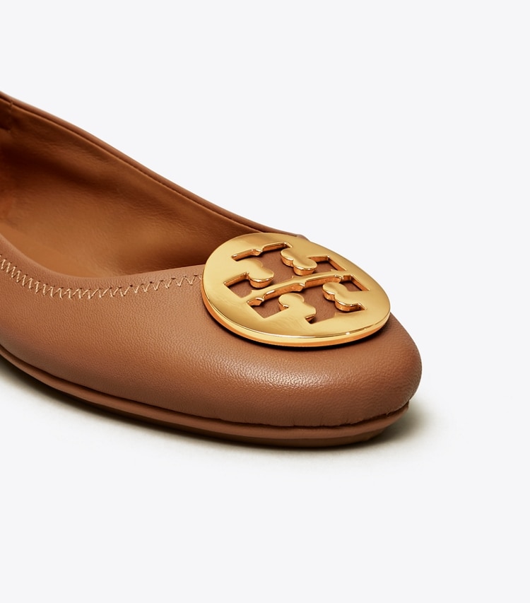 TORY BURCH MINNIE TRAVEL BALLET - Royal Tan/Gold