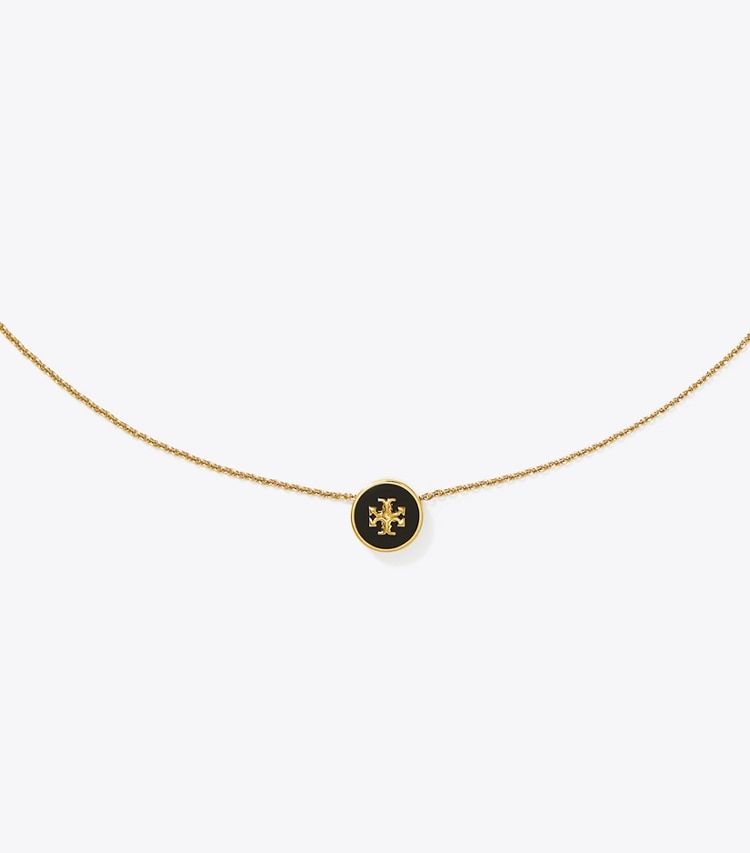 TORY BURCH KIRA ENAMEL PENDANT NECKLACE - Tory Gold / Black