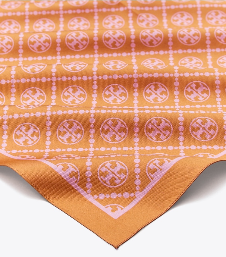 TORY BURCH T MONOGRAM TWO-TONE SCARF - Golden Marigold / Pink