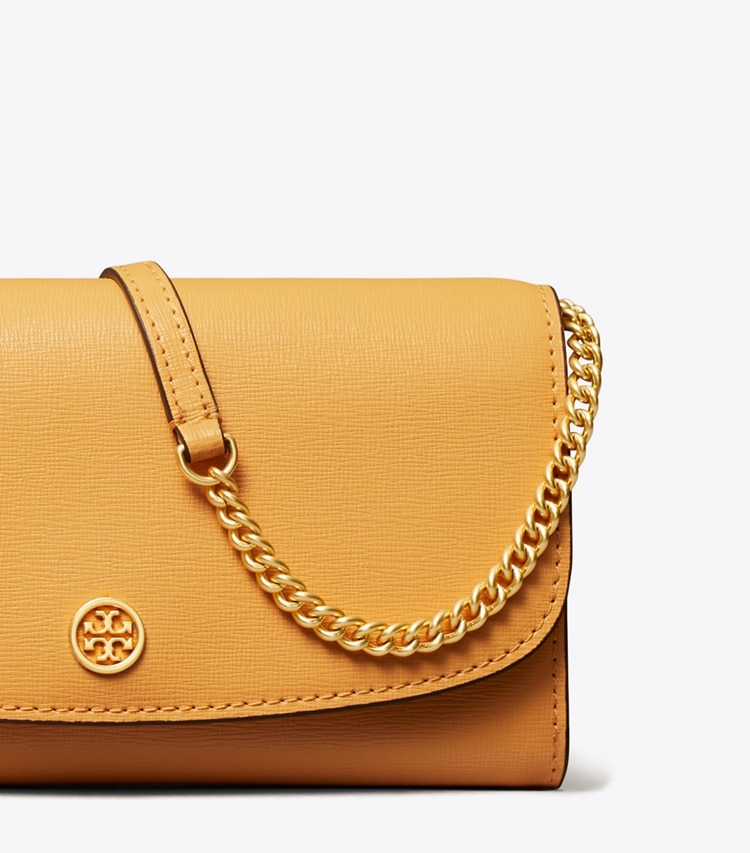 TORY BURCH ROBINSON CHAIN WALLET - English Ochre