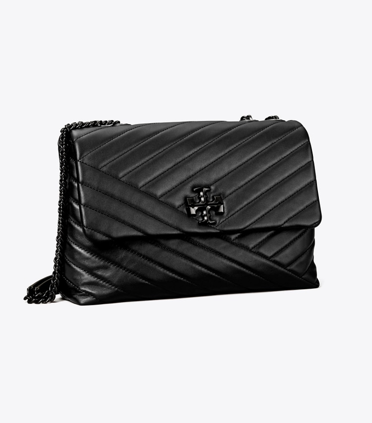 TORY BURCH KIRA CHEVRON CONVERTIBLE SHOULDER BAG - Black / Silver