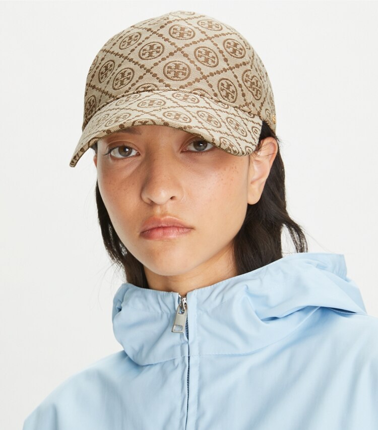 TORY BURCH T MONOGRAM BASEBALL CAP - Hazelnut