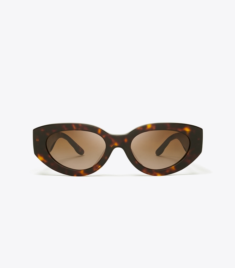 TORY BURCH KIRA CAT-EYE SUNGLASSES - Dark Tortoise/Brown Gradient - Click Image to Close