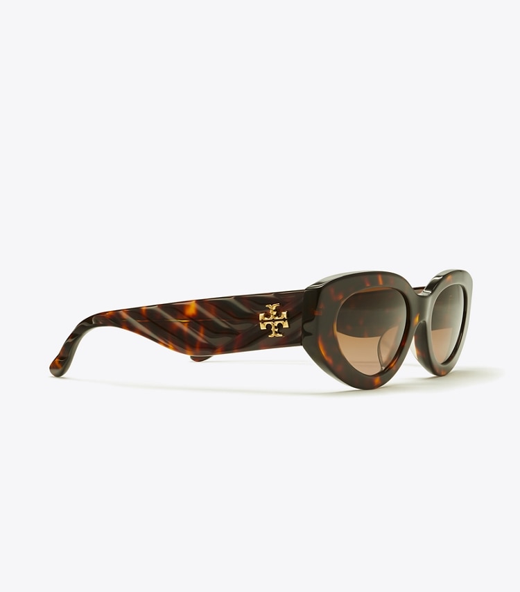 TORY BURCH KIRA CAT-EYE SUNGLASSES - Dark Tortoise/Brown Gradient