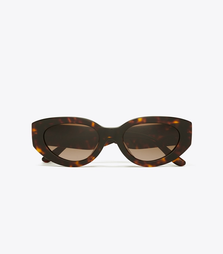 TORY BURCH KIRA CAT-EYE SUNGLASSES - Dark Tortoise/Brown Gradient