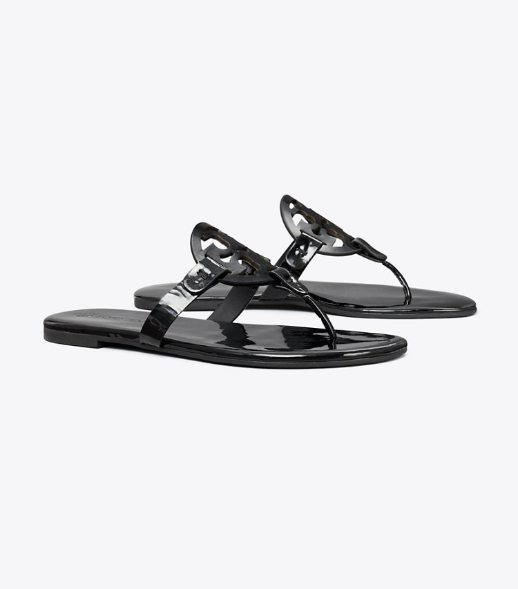 TORY BURCH MILLER SOFT PATENT SANDAL - Perfect Black - Click Image to Close