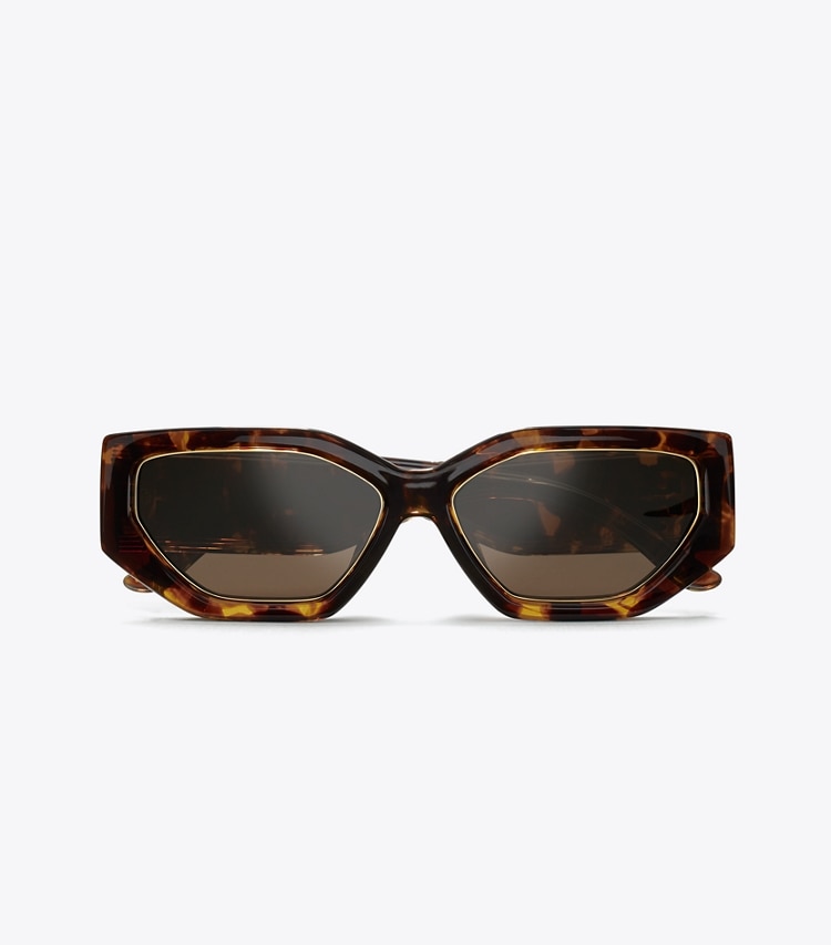 TORY BURCH KIRA GEOMETRIC SUNGLASSES - Dark Tortoise