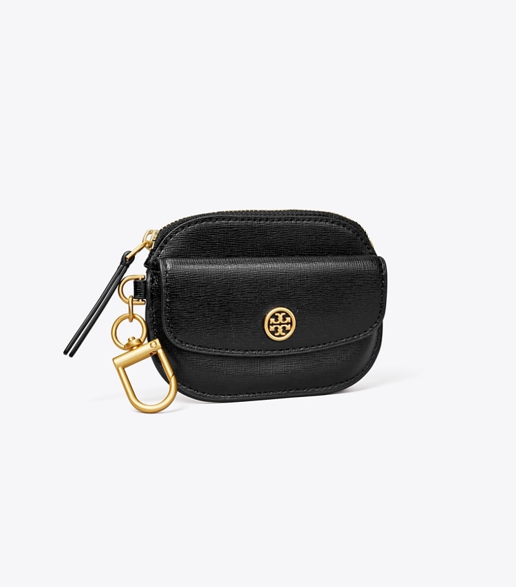 TORY BURCH ROBINSON CARD CASE KEY RING - Black - Click Image to Close