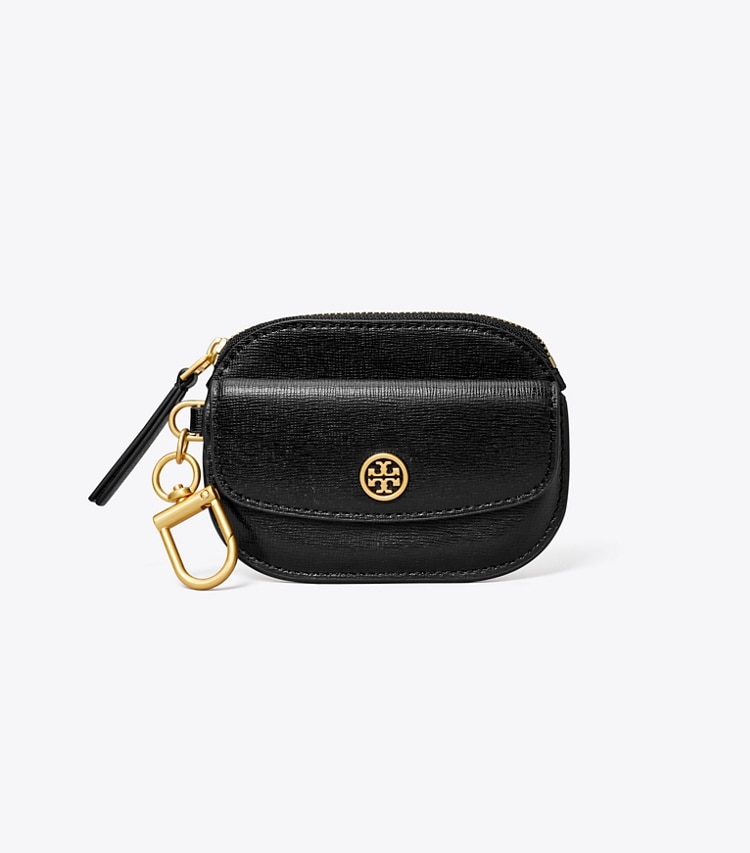 TORY BURCH ROBINSON CARD CASE KEY RING - Black