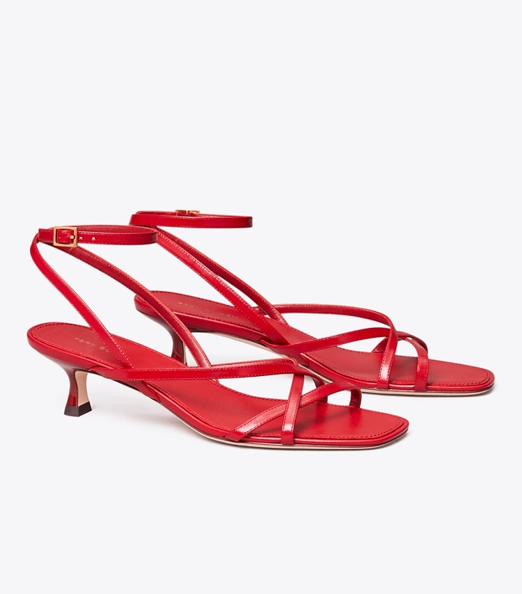 TORY BURCH CAPRI LOW HEEL SANDAL - Tory Red - Click Image to Close