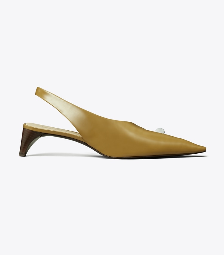 TORY BURCH PIERCED SLINGBACK HEEL - Coconut Shell