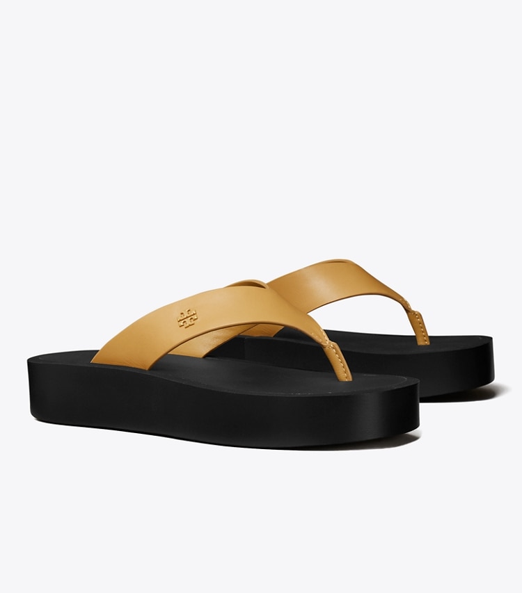 TORY BURCH PLATFORM FLIP-FLOP - Ginger Shortbread / Black