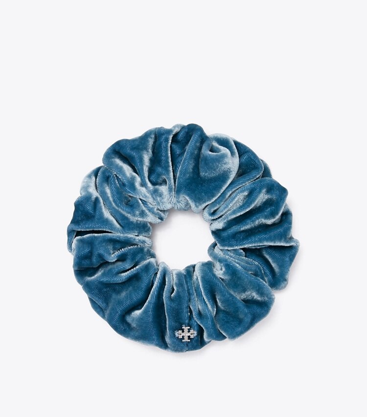 TORY BURCH VELVET SCRUNCHIE - Blue - Click Image to Close