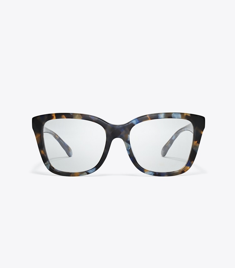 TORY BURCH KIRA SQUARE EYEGLASSES - Blue Tortoise - Click Image to Close