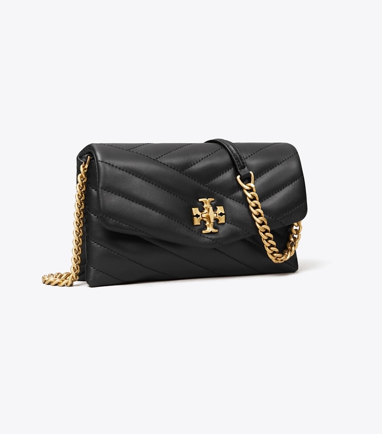 TORY BURCH KIRA CHEVRON CHAIN WALLET - Black - Click Image to Close