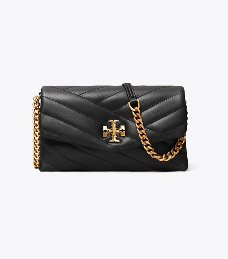 TORY BURCH KIRA CHEVRON CHAIN WALLET - Black