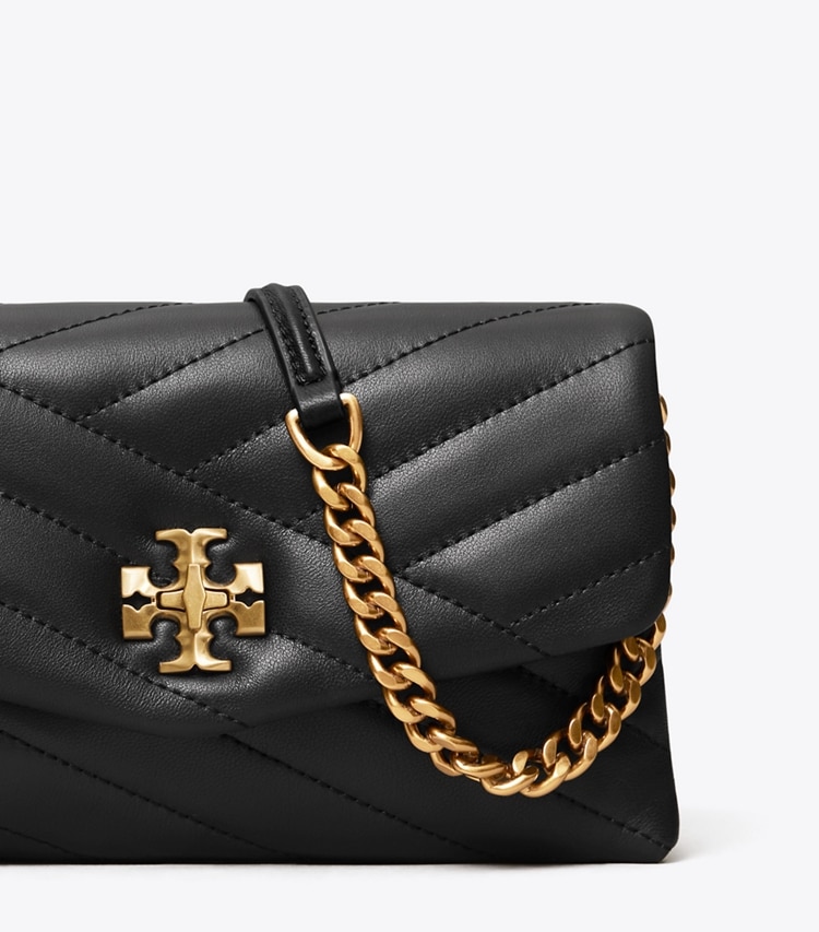 TORY BURCH KIRA CHEVRON CHAIN WALLET - Black