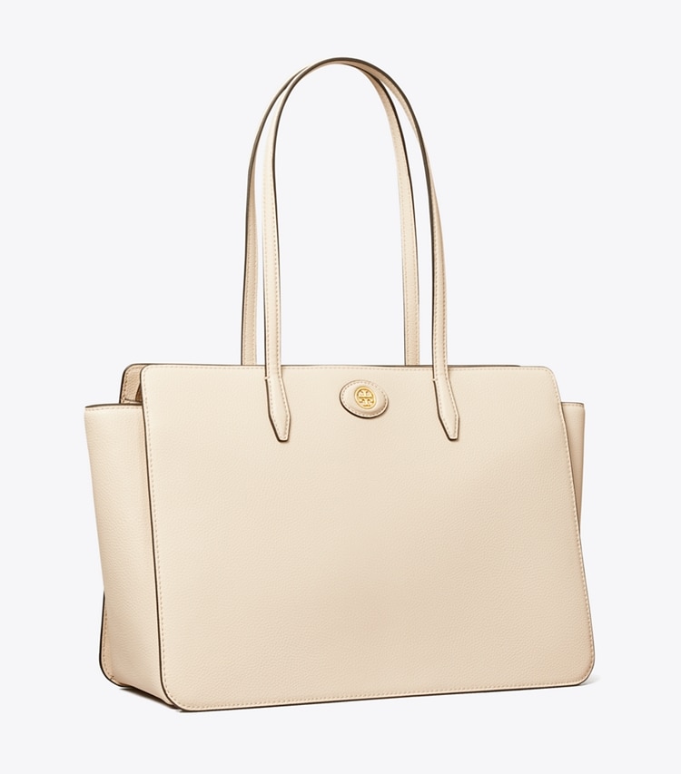 TORY BURCH ROBINSON PEBBLED TOTE - New Cream - Click Image to Close