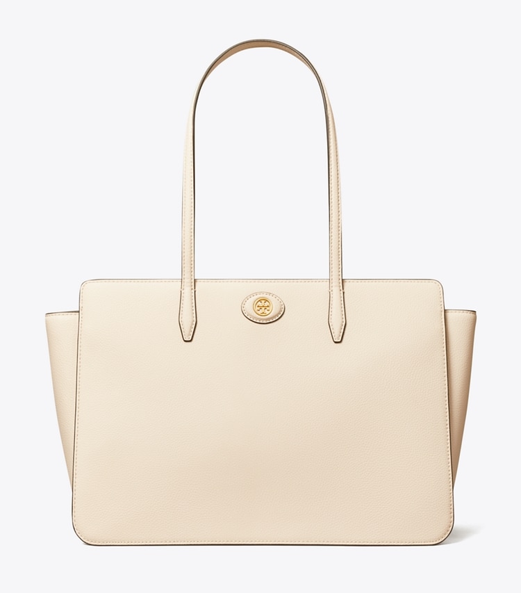 TORY BURCH ROBINSON PEBBLED TOTE - New Cream