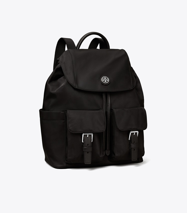 TORY BURCH NYLON FLAP BACKPACK - Black - Click Image to Close