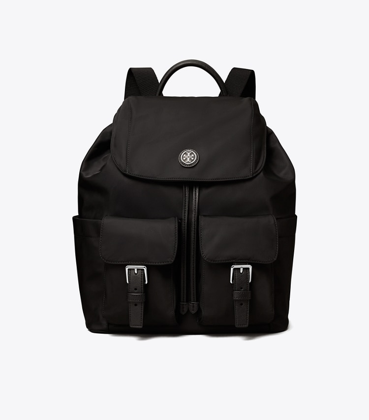 TORY BURCH NYLON FLAP BACKPACK - Black