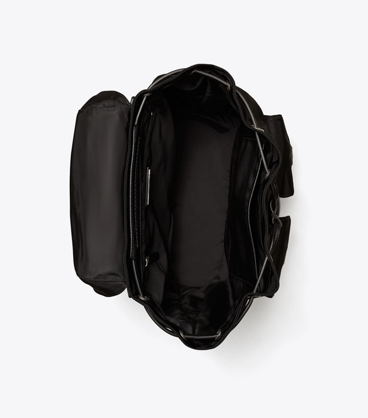 TORY BURCH NYLON FLAP BACKPACK - Black