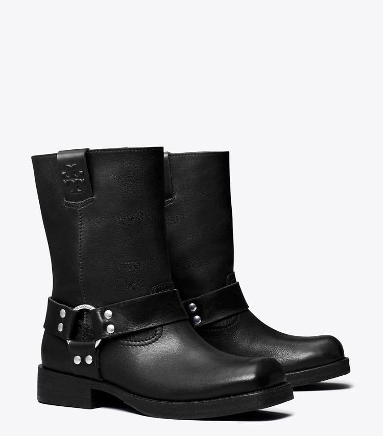 TORY BURCH DOUBLE T MOTO BOOT - Perfect Black - Click Image to Close