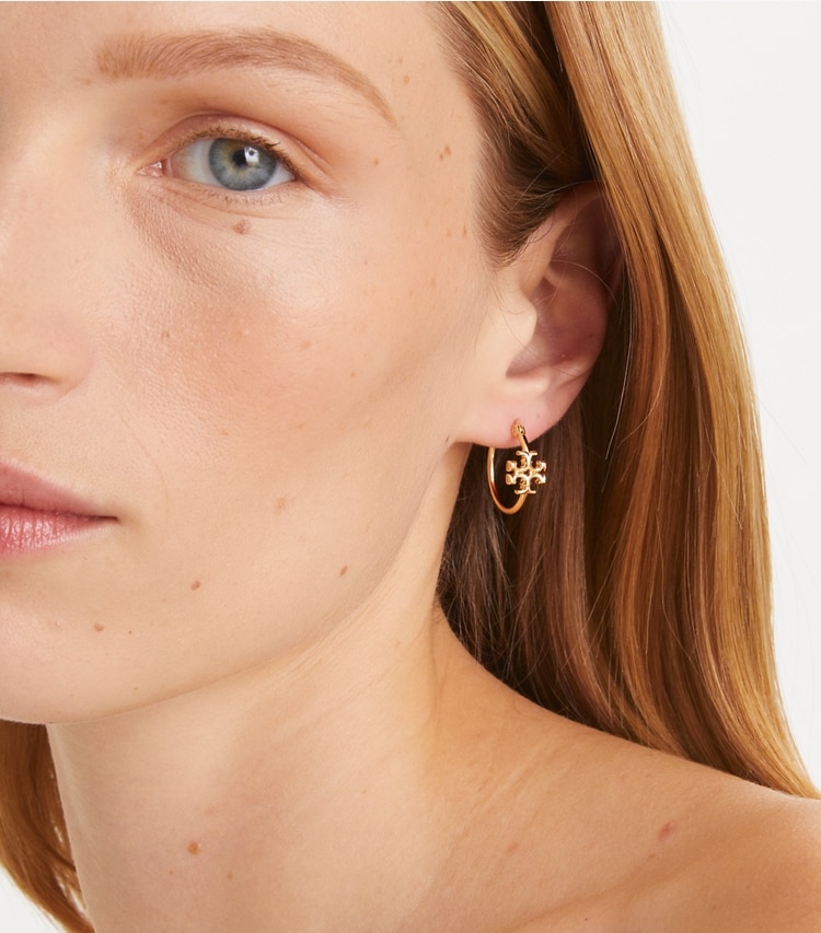 TORY BURCH SMALL ELEANOR HOOP EARRING - Tory Gold