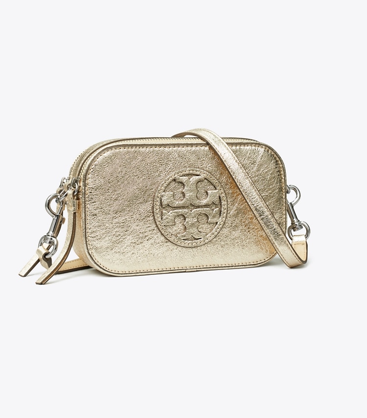 TORY BURCH MINI MILLER METALLIC CROSSBODY BAG - Gold