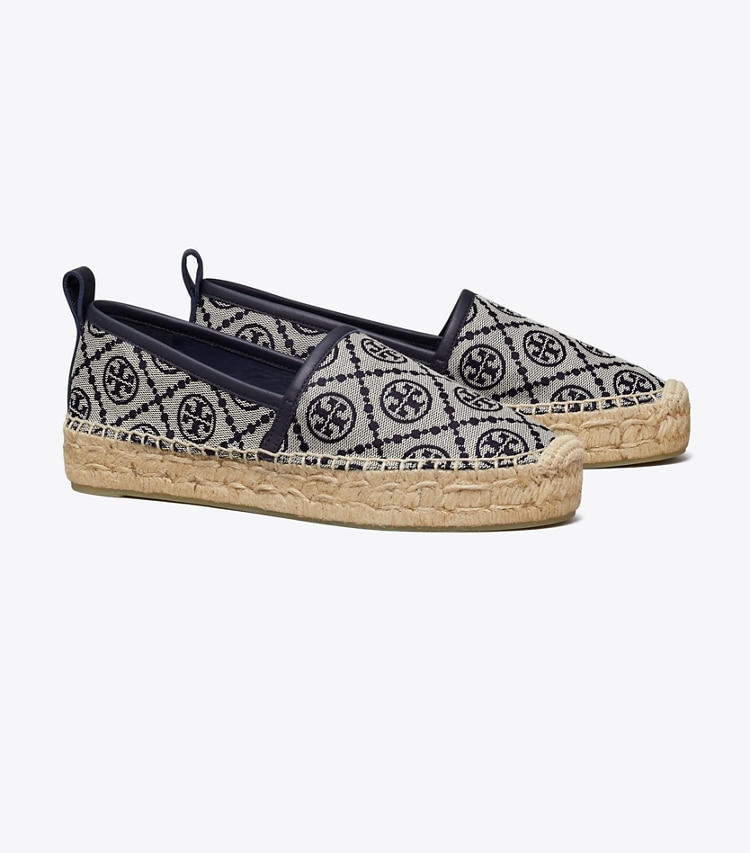 TORY BURCH T MONOGRAM PLATFORM ESPADRILLE - Navy Logo Jacquard / Perfect Navy