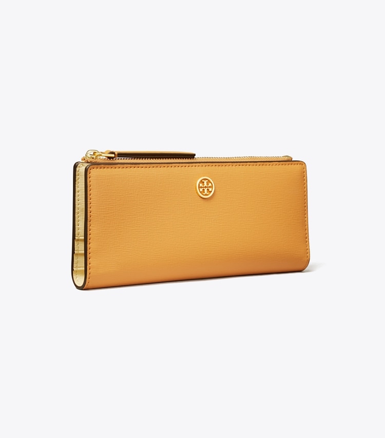 TORY BURCH ROBINSON ZIP SLIM WALLET - English Ochre - Click Image to Close