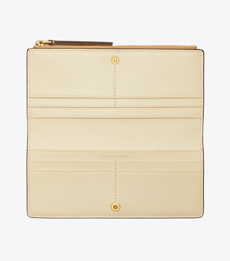 TORY BURCH ROBINSON ZIP SLIM WALLET - English Ochre