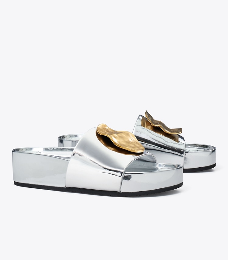 TORY BURCH PATOS MISMATCHED SLIDE - Argento