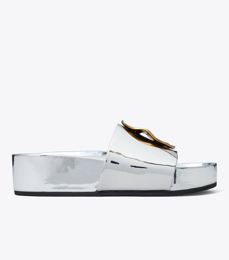 TORY BURCH PATOS MISMATCHED SLIDE - Argento