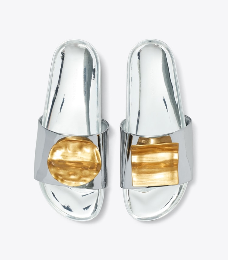 TORY BURCH PATOS MISMATCHED SLIDE - Argento