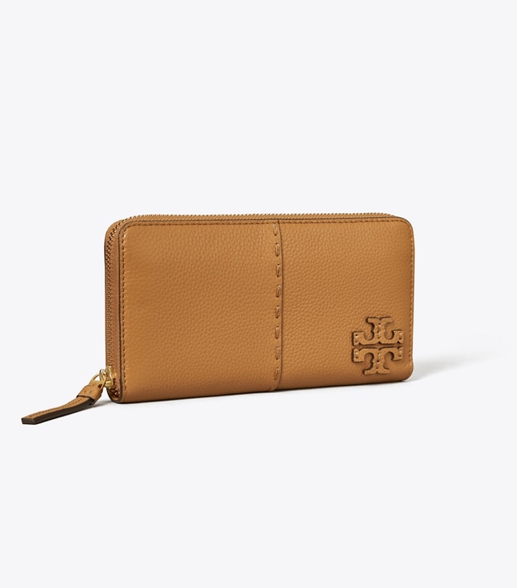 TORY BURCH MCGRAW ZIP CONTINENTAL WALLET - Tiramisu