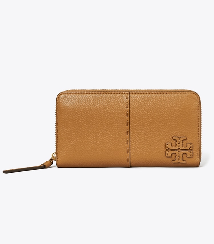 TORY BURCH MCGRAW ZIP CONTINENTAL WALLET - Tiramisu