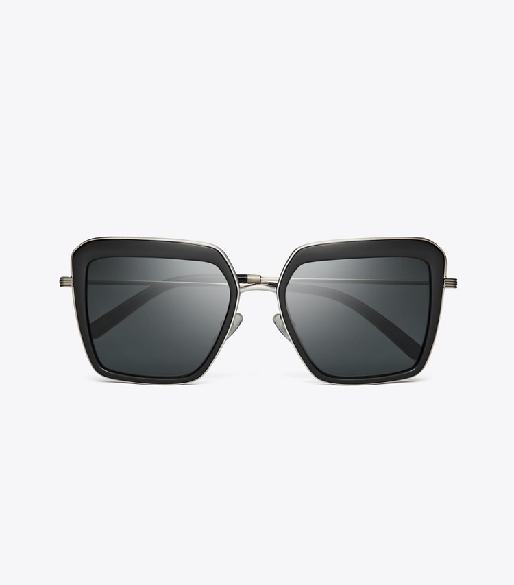 TORY BURCH KIRA BOLD RIM SUNGLASSES - Black/Dark Grey