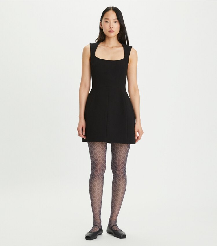 TORY BURCH T MONOGRAM TIGHTS - Navy