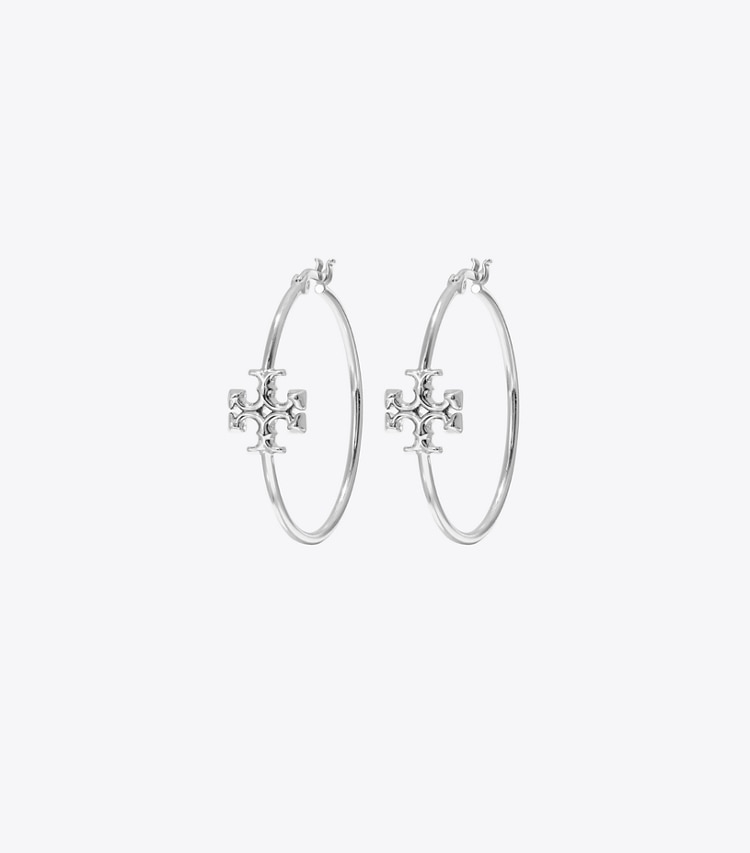 TORY BURCH ELEANOR HOOP EARRING - Tory Silver - Click Image to Close