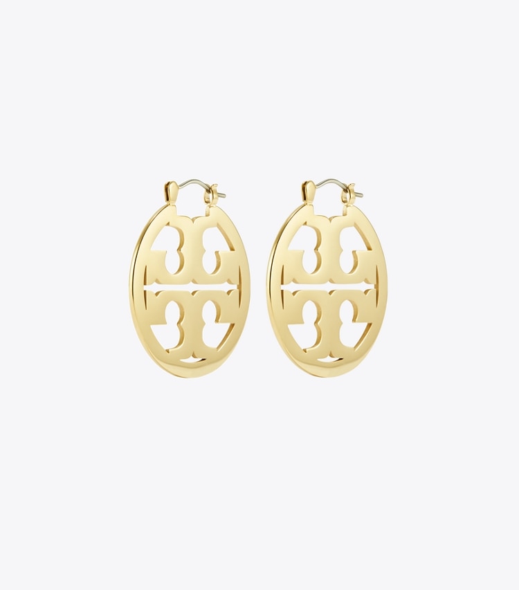 TORY BURCH SMALL MILLER HOOP EARRING - Tory Gold - Click Image to Close