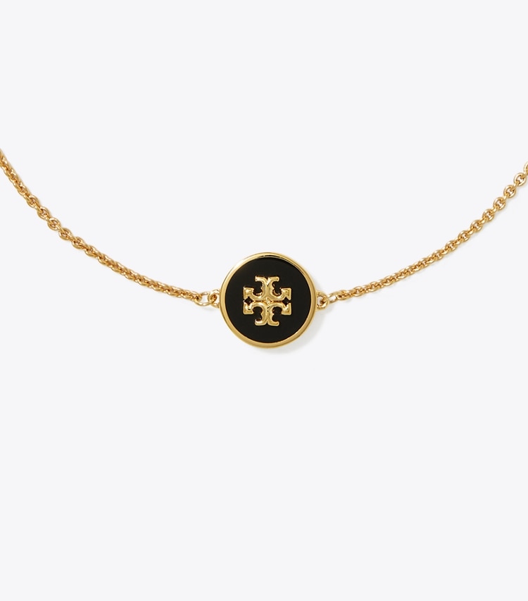 TORY BURCH KIRA ENAMEL CHAIN BRACELET - Tory Gold / Black